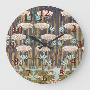 Grande Horloge Ronde Verneuil Dragonfly Water Lily Art Nouveau : Vintag