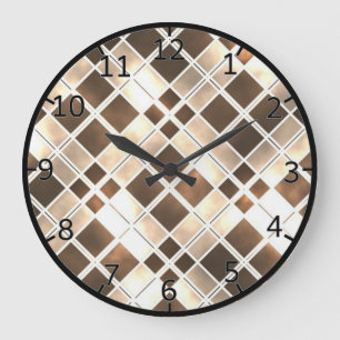 Grande Horloge Ronde Verre de couleur brun et crème