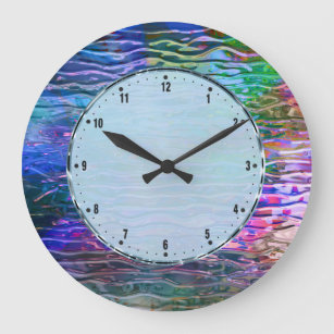 Grande Horloge Ronde Verre de fusion Abstrait coloré