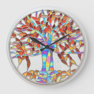 Grande Horloge Ronde Verre en verre "Arbre d'Enchantement" version 2