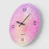 Grande Horloge Ronde Verre Iridescente ombre rose et violet (Angle)