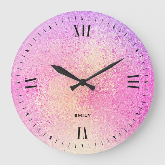 Grande Horloge Ronde Verre Iridescente ombre rose et violet (Recto)