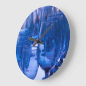 Grande Horloge Ronde Verrerie bleue (Angle)