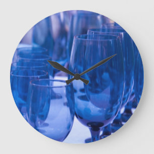 Grande Horloge Ronde Verrerie bleue