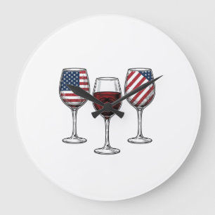 Grande Horloge Ronde Verres à vin patriotiques dessin de t-shirt vector
