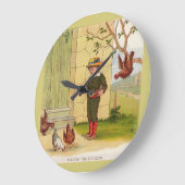 Grande Horloge Ronde vers 1900 Alimenter les poulets (Angle)