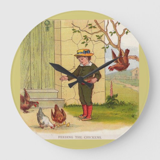 Grande Horloge Ronde vers 1900 Alimenter les poulets (Recto)