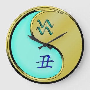 Grande Horloge Ronde Verseau & Bœuf Métal