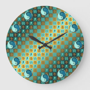 Grande Horloge Ronde Verseau & Cheval d'eau