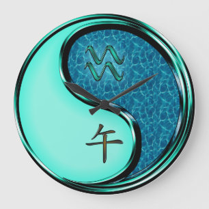 Grande Horloge Ronde Verseau & Cheval d'eau