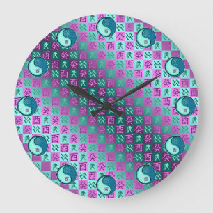 Grande Horloge Ronde Verseau & Coq d'Eau