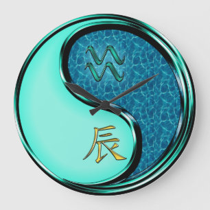 Grande Horloge Ronde Verseau & Dragon d'eau