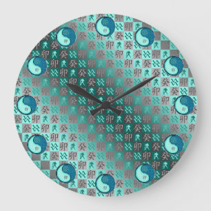 Grande Horloge Ronde Verseau & Lapin d'Eau