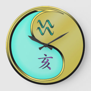 Grande Horloge Ronde Verseau & Métal Sanglier