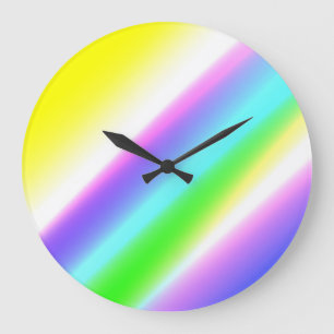 Grande Horloge Ronde Vert bleu arc-en-ciel texture abstraite motif art