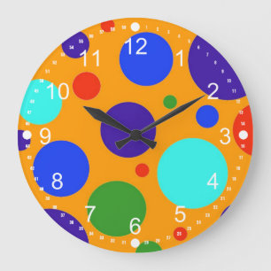 Grande Horloge Ronde Vert bleu orange Vert
