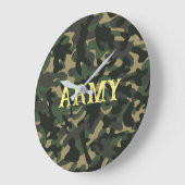 Grande Horloge Ronde Vert camouflage militaire de l'armée (Angle)