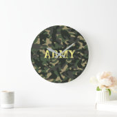 Grande Horloge Ronde Vert camouflage militaire de l'armée (Maison)
