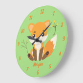 Grande Horloge Ronde Vert et orange (Angle)