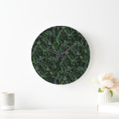 Grande Horloge Ronde Vert tropicale moderne Feuillage vert noir (Maison)