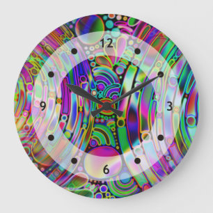 Grande Horloge Ronde Very colorfully abstract forms art 1