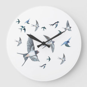 Grande Horloge Ronde Vestige d'oiseaux avageurs volants