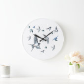 Grande Horloge Ronde Vestige d'oiseaux avageurs volants (Maison)