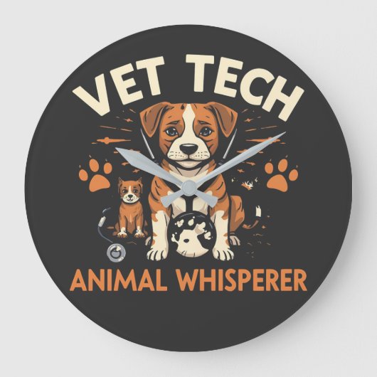 Grande Horloge Ronde Vet Tech Animal Whisperer mignet Chiot Stethoscope (Recto)