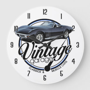 Grande Horloge Ronde Vette convertible Vintage Garage