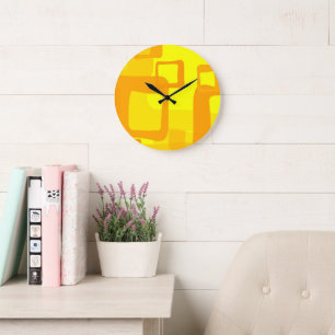Grande Horloge Ronde Vibrant Sunshine Flow – Formes d'art abstrait mode