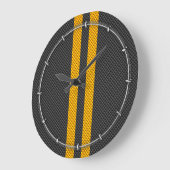 Grande Horloge Ronde Vibrant Yellow Racing Stripes Carbon Fiber Style (Angle)