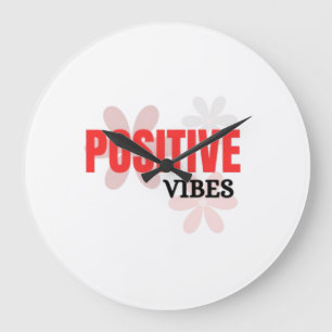 Grande Horloge Ronde Vibrations Positives – Énergie Bonne Florale Inspi