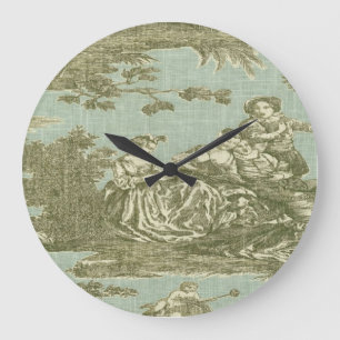 Grande Horloge Ronde Victorian French Country Toile Prince Clock
