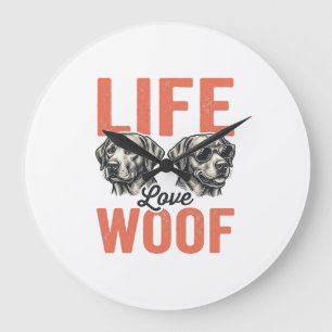 Grande Horloge Ronde Vie Rétro Amour Toutou Graphisme Chien_1