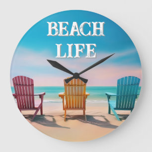 GRANDE HORLOGE RONDE VIE SUR LA PLAGE