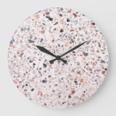 Grande Horloge Ronde Vieille texture terrazzo, motif d'hamper. (Recto)