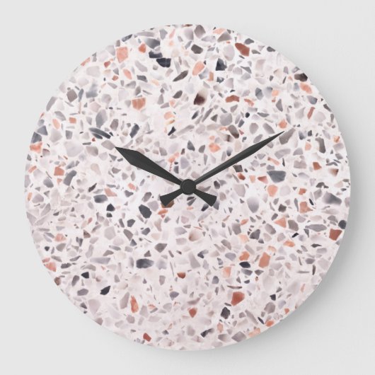Grande Horloge Ronde Vieille texture terrazzo, motif d'hamper. (Recto)