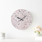 Grande Horloge Ronde Vieille texture terrazzo, motif d'hamper. (Maison)