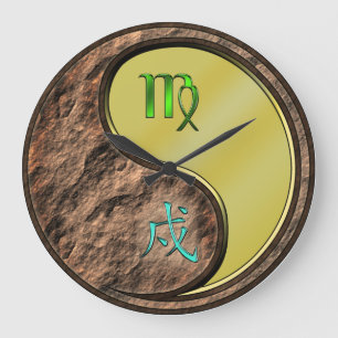 Grande Horloge Ronde Vierge & Chien de Métal