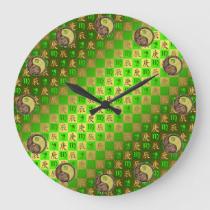 Grande Horloge Ronde Vierge & Dragon de Métal