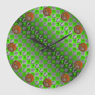 Grande Horloge Ronde Vierge & Lapin de Bois