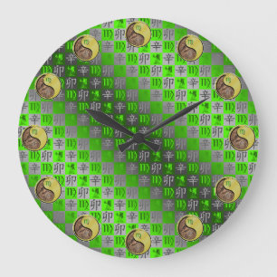 Grande Horloge Ronde Vierge & Lapin de Métal