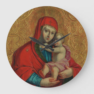 Grande Horloge Ronde Vierge Marie et Jésus enfant par Jan Rombauer