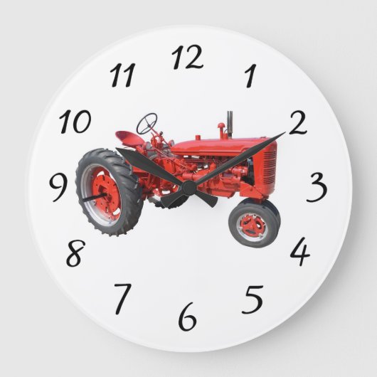 Grande Horloge Ronde Vieux Tracteur rouge (Recto)