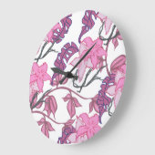 Grande Horloge Ronde vignes fleurs pourpre (Angle)