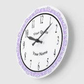 Grande Horloge Ronde Vignes pourpres avec chiffres standard verticaux (Angle)