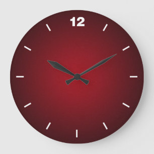 Grande Horloge Ronde Vignette rouge-noir granuleux