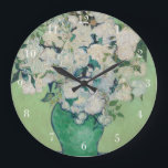 Grande Horloge Ronde Vincent Van Gogh Impressionniste Rose<br><div class="desc">Belle horloge murale Rose Van Gogh avec impressionnisme art floral avec de jolis roses dans un vase vert sur une table blanche avec des traces de rose sur un arrière - plan jaune vert. Bouquet vintage cool pour un artiste admirateur des années 1800 qui aime l'époque impressionniste.</div>