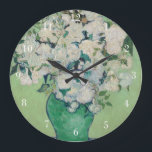 Grande Horloge Ronde Vincent Van Gogh Impressionniste Rose<br><div class="desc">Belle horloge murale Rose Van Gogh avec impressionnisme art floral avec de jolis roses dans un vase vert sur une table blanche avec des traces de rose sur un arrière - plan jaune vert. Bouquet vintage cool pour un artiste admirateur des années 1800 qui aime l'époque impressionniste.</div>