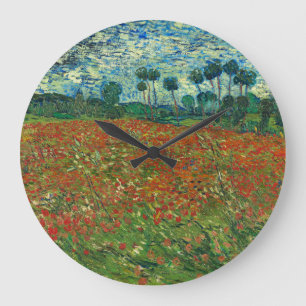 Grande Horloge Ronde Vincent Van Gogh Poppy Field Floral Art Vintage